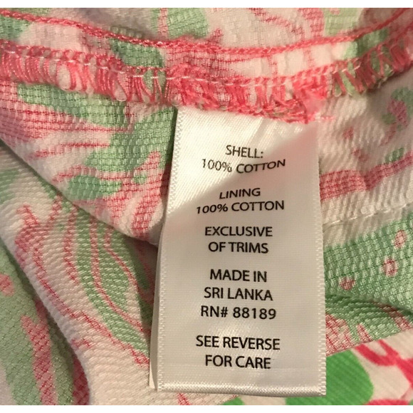 Lilly Pulitzer Liza Shorts, Forgot My Trunks Green Pink Lace Design - Size 0 - Picture 6 of 10